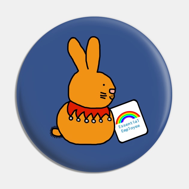 Essential Employee Bunny Rainbow Pin by ellenhenryart