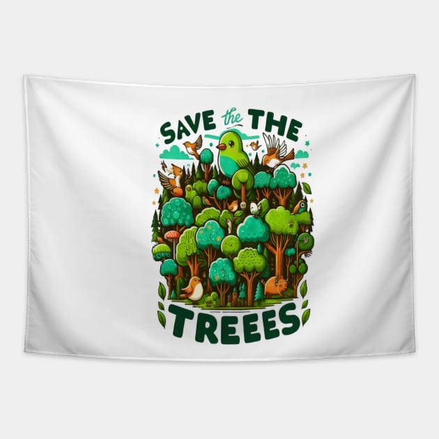 Nature Protector T-Shirt Design Tapestry by coollooks