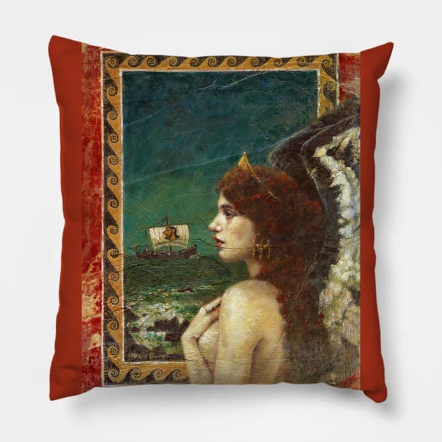 Ancient Greek Siren Mural Pillow by mictomart
