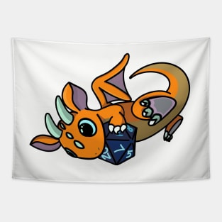 Flying Cute Orange and Blue Dice Goblin Dragon Baby Tapestry