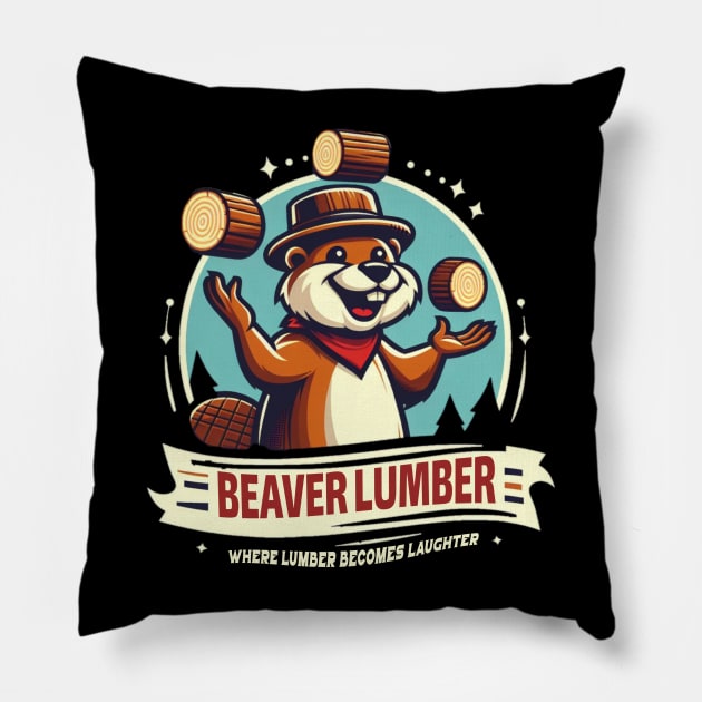 beaver lumber Pillow by AOAOCreation