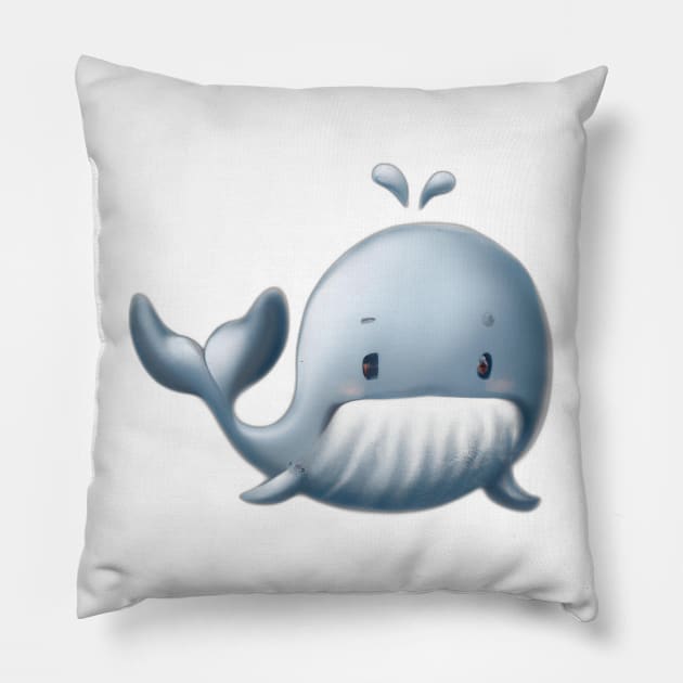 Cute Whale Drawing Pillow by Play Zoo