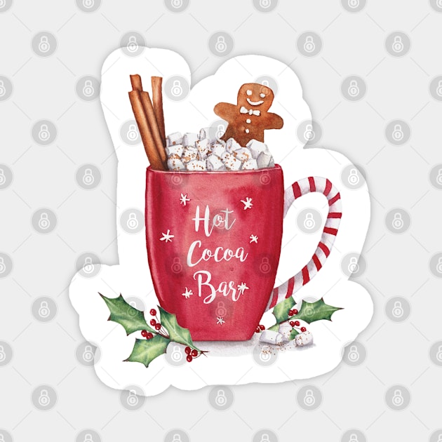 Hot cocoa bar sign. Christmas art. Magnet by InnaPatiutko