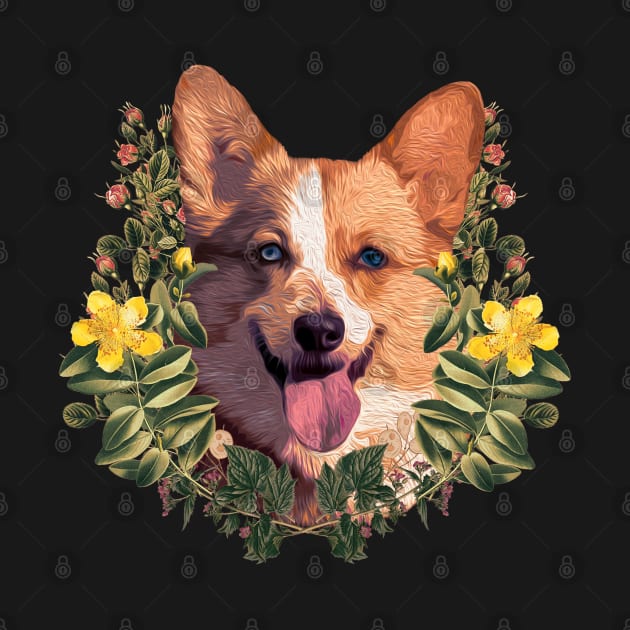 Corgi And Plants by SOF1AF