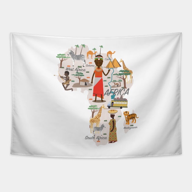 Africa Art Tribal Safari Design Tapestry by SpaceManSpaceLand