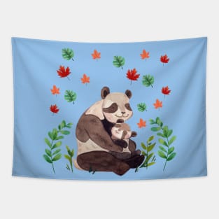 cute panda family Tapestry