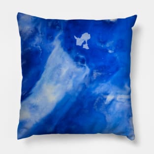 Blue Fluid Abstract Painting Pillow