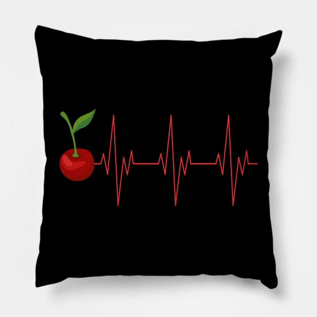 Cherry Heartbeat Gifts for Fruit Lovers of Cherries Pillow by amitsurti