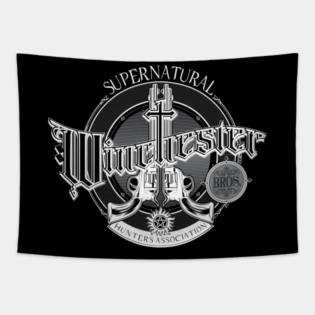 Winchesters Bros. Supernatural Hunters Association Tapestry by damienmayfield.com