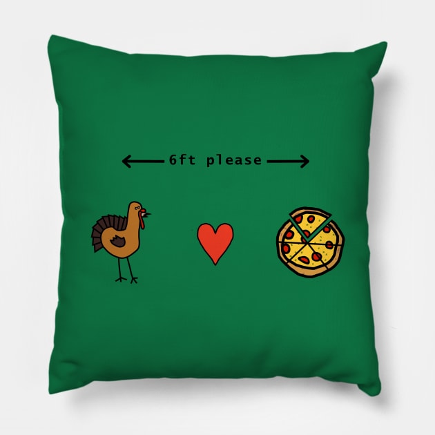 Social Distancing at Thanksgiving Pillow by ellenhenryart