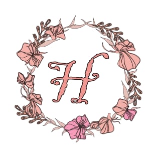 Letter H Rose Pink Initial Monogram - Letter h T-Shirt