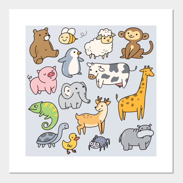 Cute Baby Animals Doodle Drawing - Baby Animals - Posters and Art Prints | TeePublic Cute Baby Animals Doodle Drawing - Baby Animals - Posters and Art Prints | TeePublic