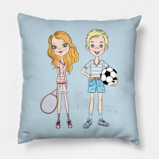 sport girl and boy Pillow