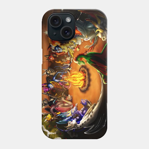 Dragon Circle Phone Case by Golden Griffiness Studio