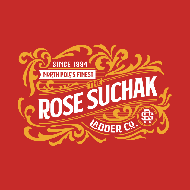 The Rose Suchak Ladder Co. (White and Gold on Red) by jepegdesign