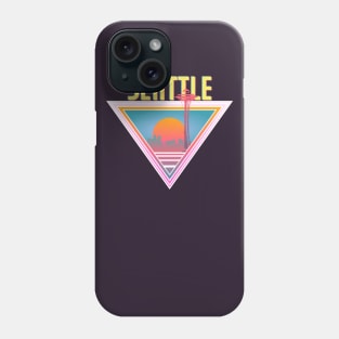 Seattle City Skyline Silhouette Sunrise Retro 80's / 90's Vaporwave Aesthetics - Bright Vintage Design For Sunny Summer Days Phone Case