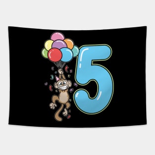 Fifth 5th Balloon Monkey Children's Birthday Tapestry