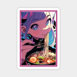 Cute Anime Girl |  Ramen Noodles | Hentaii Chibi Kawaii Design Magnet