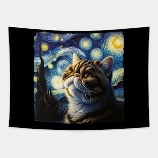 Exotic Shorthair Starry Night Inspired - Artistic Cat Tapestry