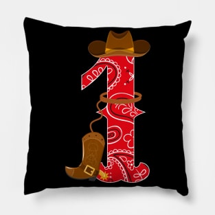 Kids 1st Birthday One Year Old Baby Cowboy Western Rodeo Party Pillow