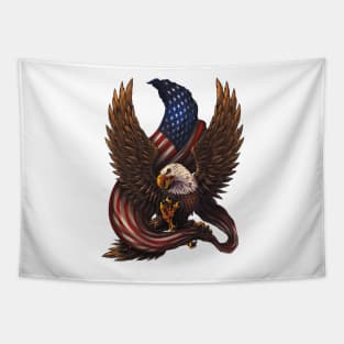 eagle with american flag Tapestry