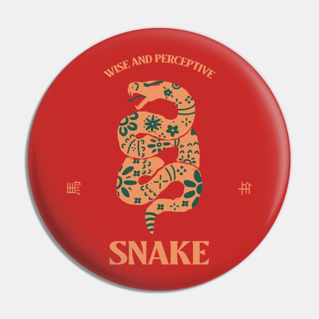 Year of The Snake - Chinese Zodiac Pin by Tip Top Tee's