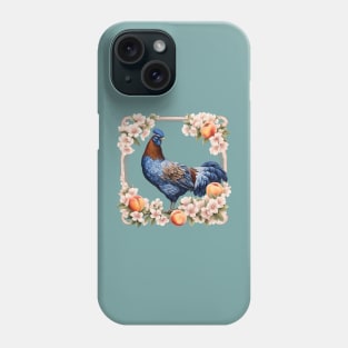 A Delaware Blue Hen Surrounded By Peach Blossom Phone Case