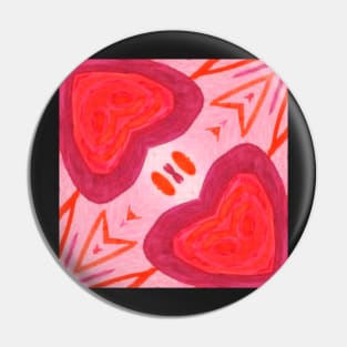 Valentine Red Hearts Patterns Watercolor Pin