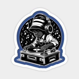 Hip Hop Young African American Boy DJ Turntable Magnet