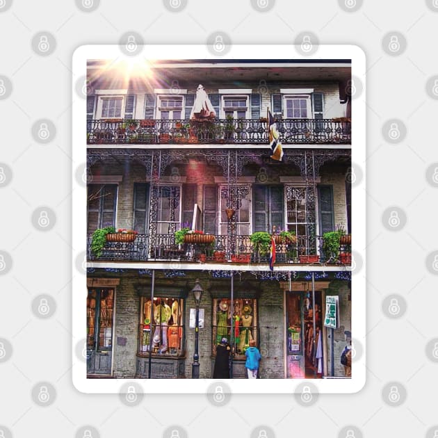 Sunny New Orleans French Quarter Nola Home with Iconic Blue Gray Architecture and Botanical Greenery in Southern Louisiana Magnet by Little Shop of Nola