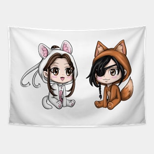 Xie Lian and Hua Cheng ferret and Fox Chibis Tapestry