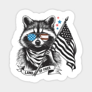 Funny Raccoon American Flag Magnet
