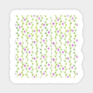 Watercolor Floral Vines Pattern - Green & Pink - Transparent Magnet