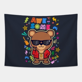 Fun cool bear kid cartoon Tapestry