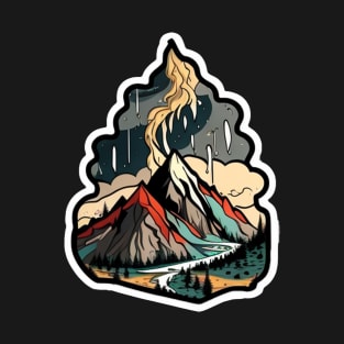 Mountains Vintage Sticker T-Shirt