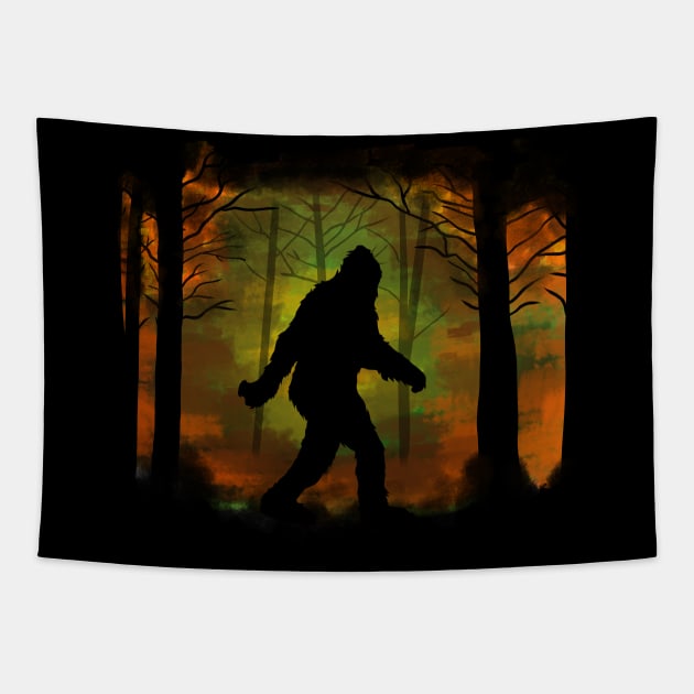 The Sasquatch in The Woods Tapestry by nickbeta