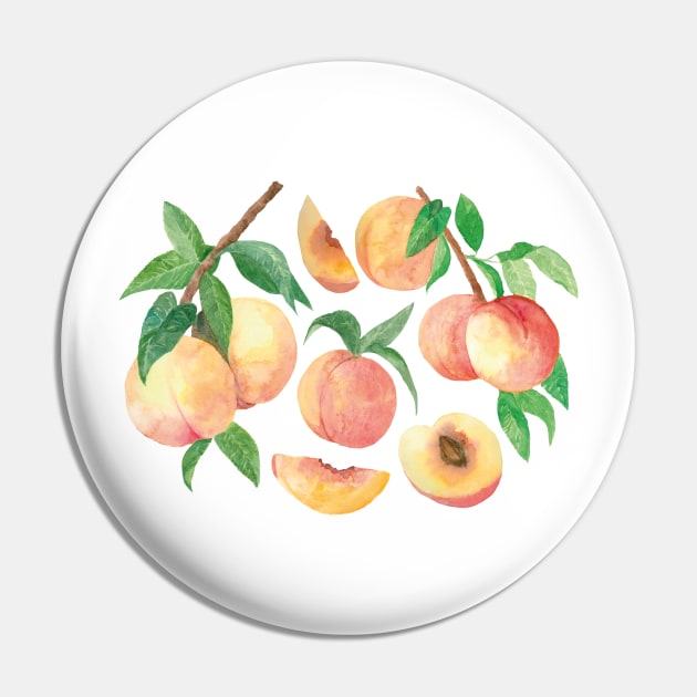 Summer Peaches Cottagecore Pin by uncommontee