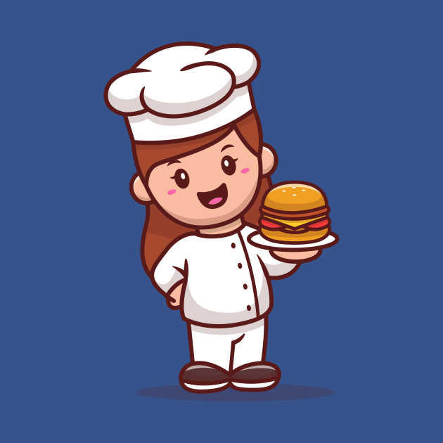 Woman Chef With Burger by Catalyst Labs