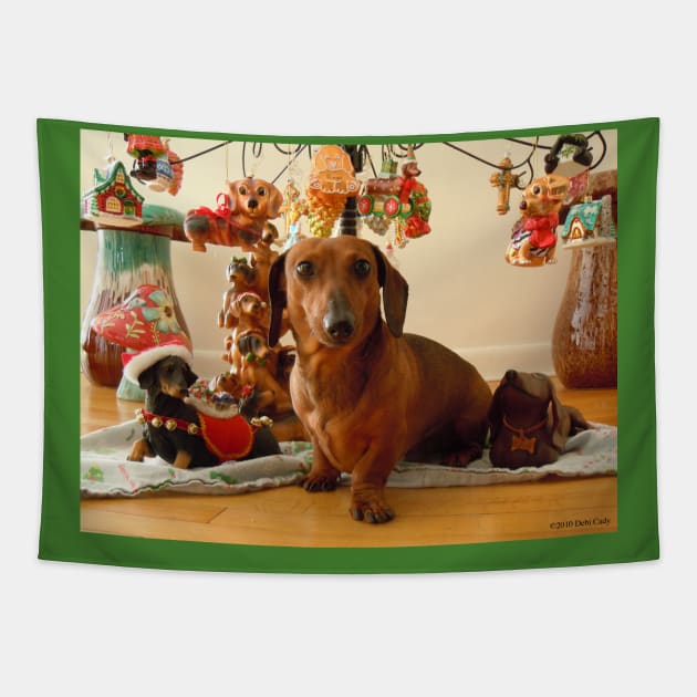 Christmas Dachshund (Version 1) Tapestry by DebiCady