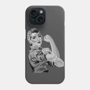 Rosie The Riveter in Shades of Gray Phone Case