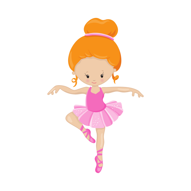 Ballerina, Ballet Girl, Ballet Dance, Orange Hair by Jelena Dunčević