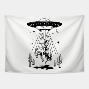 Ufo Alien Abduction Rodeo Cowboy Tapestry