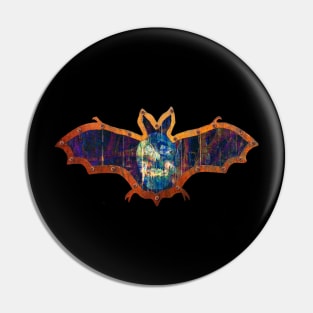 Purple And Blue Skull Halloween Bat Decoration In A Retro Style Pin