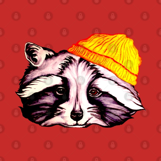 Raccoon in a Beanie by Art of V. Cook