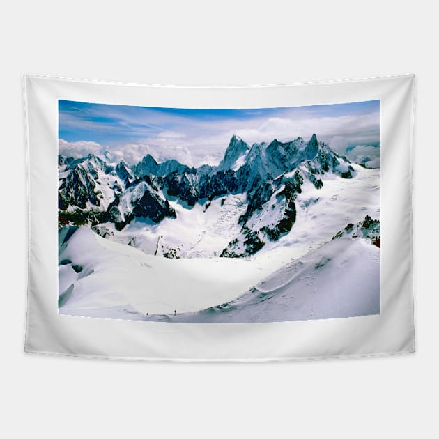 Chamonix Aiguille du Midi Mont Blanc Alps France Tapestry by AndyEvansPhotos