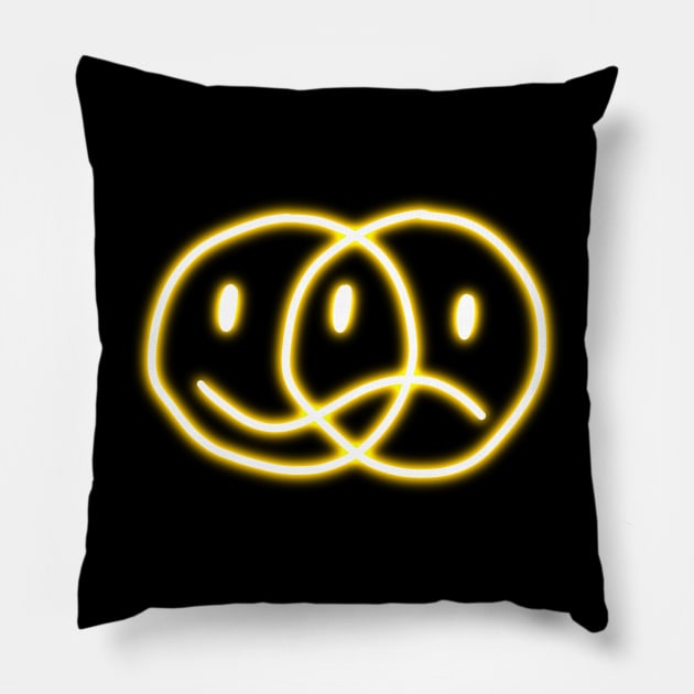 Happy Sad Neon Sign Pillow by jocela.png