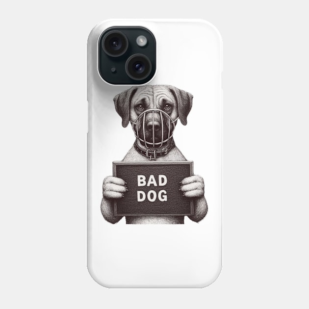 Muzzled Bad Dog Jail Mugshot Phone Case by Shawn's Domain