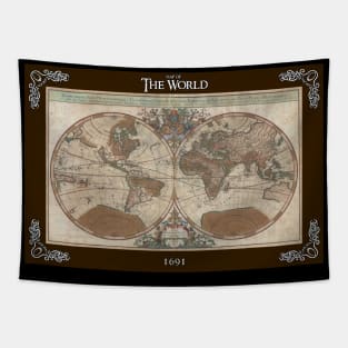 Vintage Map of the Old World: 1691 Tapestry