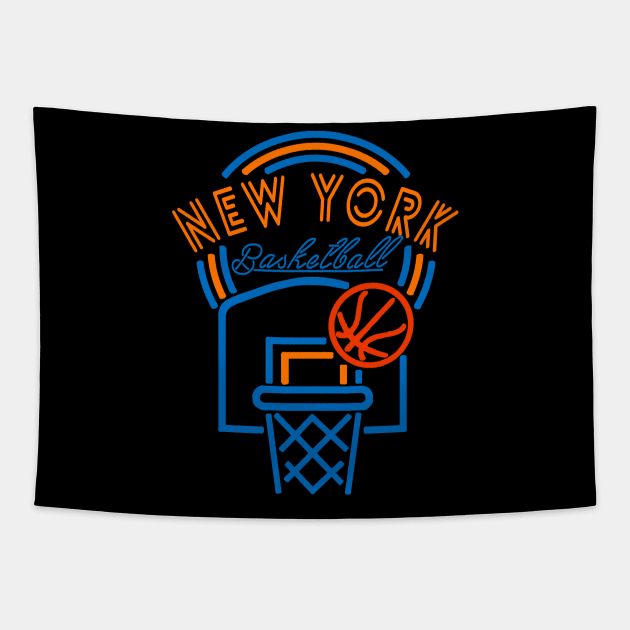 Neon New York Basketball Tapestry by MulletHappens