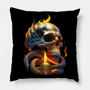 skull on fire Pillow